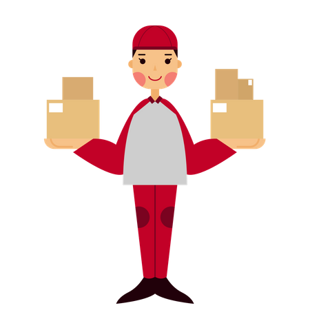 Courier man delivering boxes Illustration