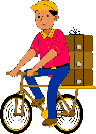 Courier man doing cycle delivery  Illustration