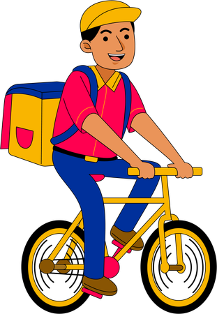 Courier man doing cycle delivery  Illustration
