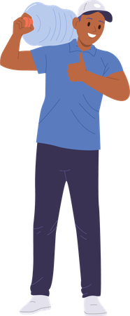 Courier man  in uniform delivering water bottle  イラスト