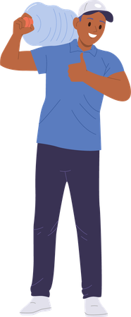 Courier man  in uniform delivering water bottle  Illustration