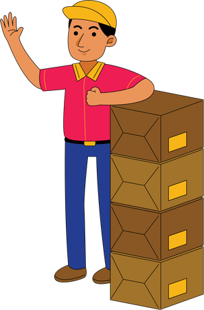 Courier man with delivery boxes  Illustration