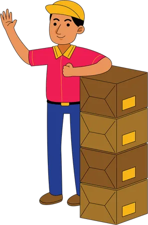 Courier man with delivery boxes  Illustration