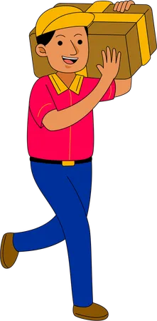 Courier man with delivery boxes  Illustration