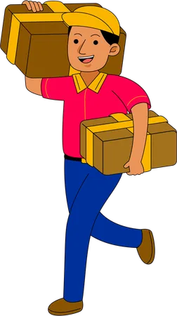 Courier man with delivery boxes  Illustration