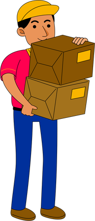 Courier man with delivery boxes  Illustration