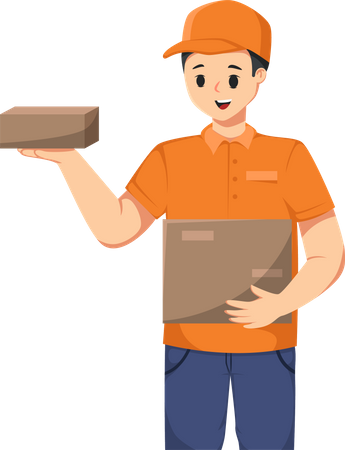Courier Man with Package Illustration