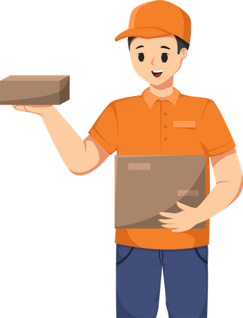 Courier Man with Package  Illustration