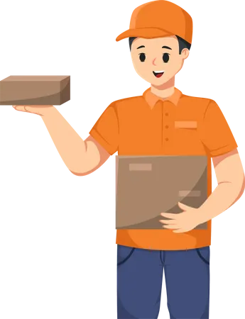 Courier Man with Package  Illustration