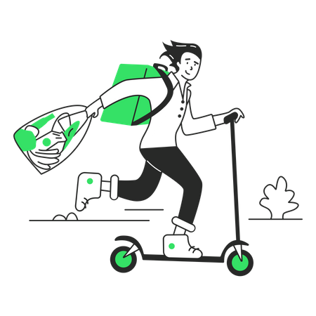 Courier on a scooter with an order  Illustration