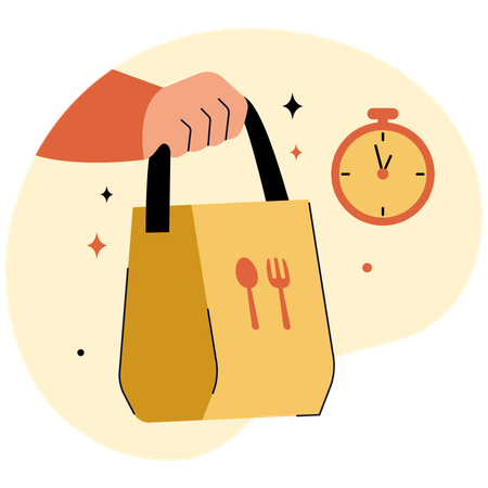 Courier Pick up Food ready to be delivered  Illustration