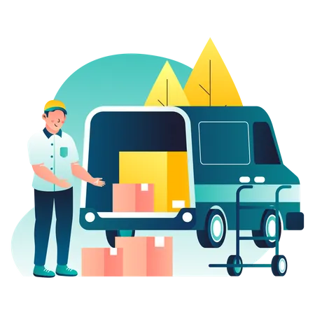Courier Pick up Your Package Illustration