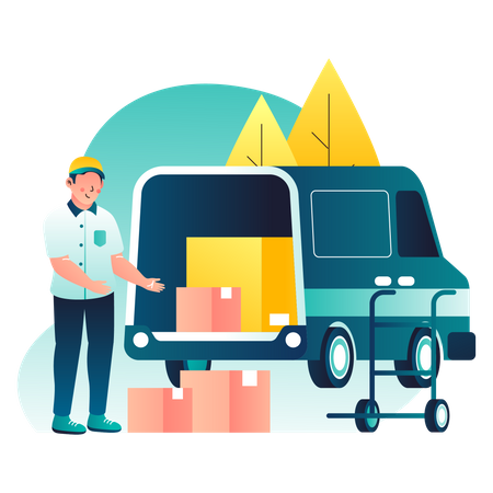 Courier Pick up Your Package  Illustration