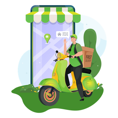 Courier ready to deliver package Illustration