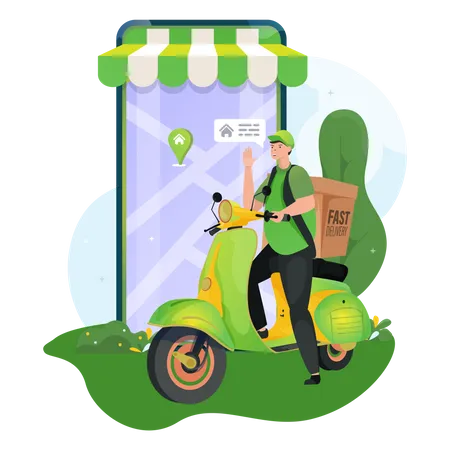 Courier ready to deliver package Illustration