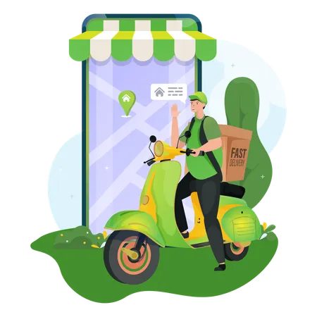 Courier ready to deliver package  Illustration