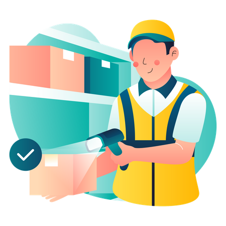 Courier Scanning Your Package  Illustration