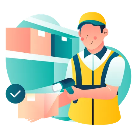 Courier Scanning Your Package Illustration