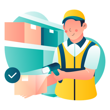 Courier Scanning Your Package  Illustration