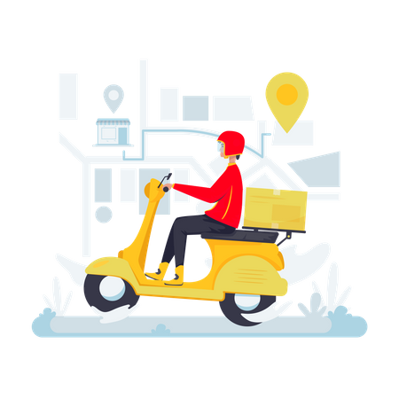 Courier sending package  Illustration