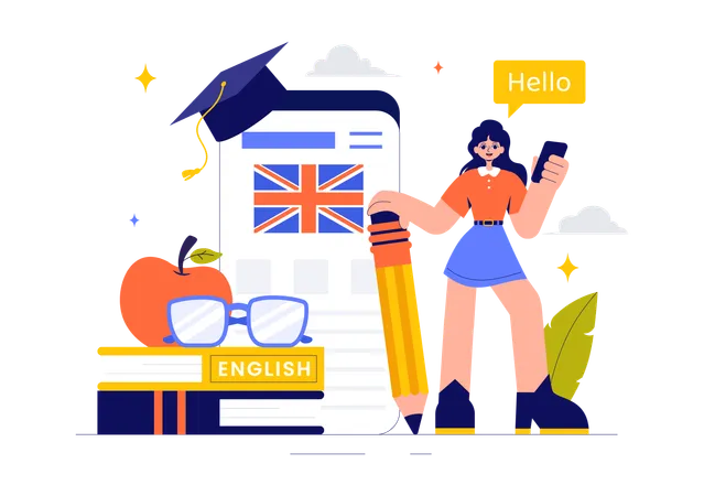 Cours d'anglais en ligne  Illustration