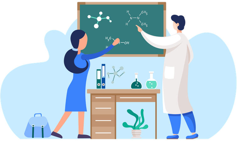 Cours de chimie en classe  Illustration