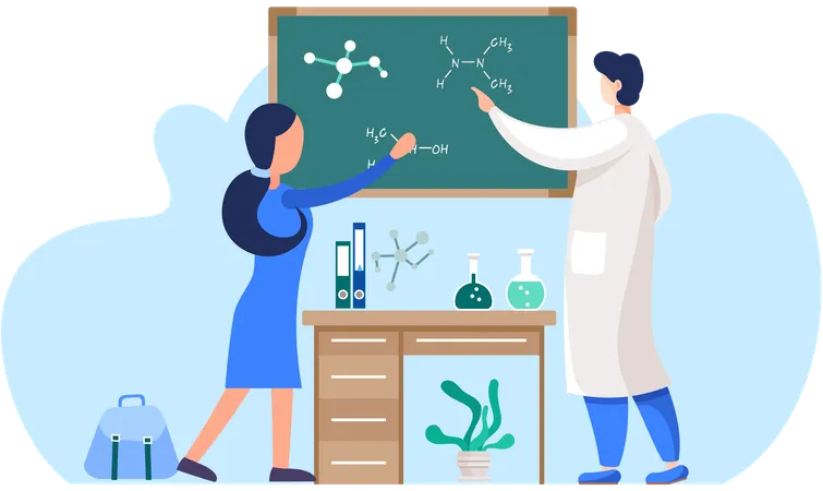 Cours de chimie en classe  Illustration