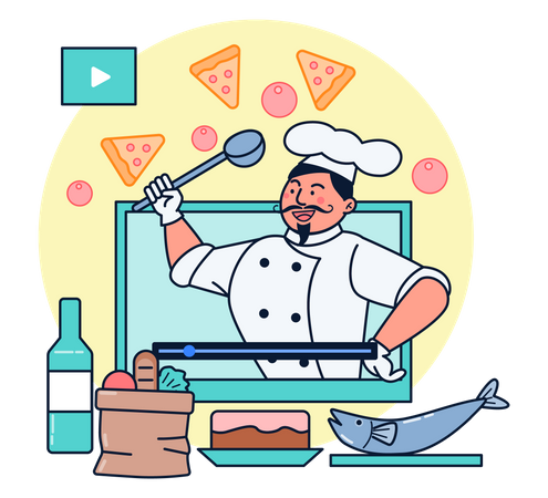 Cours de cuisine en ligne  Illustration
