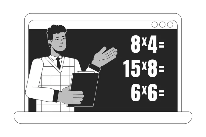 Cours de mathématiques en ligne sur ordinateur portable  Illustration