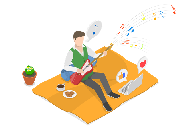 Cours de musique en ligne  Illustration