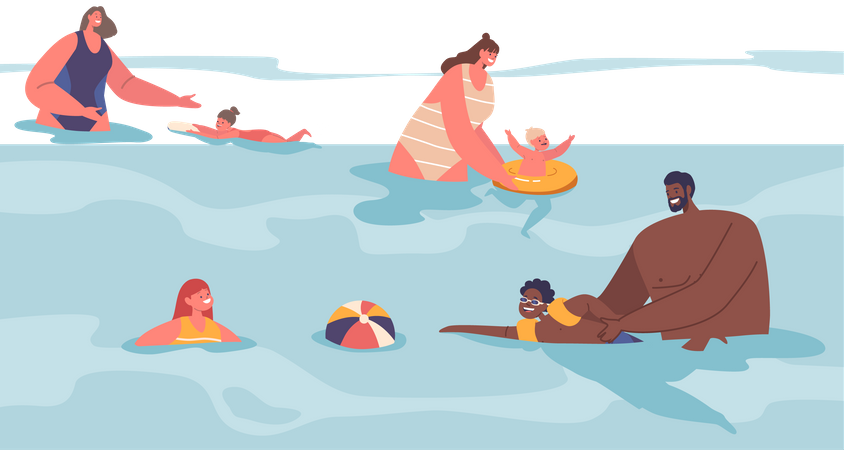 Les cours de natation pour enfants enseignent la sécurité aquatique  Illustration