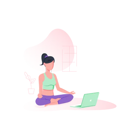 Cours de yoga en ligne  Illustration