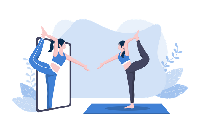 Cours de yoga en ligne  Illustration