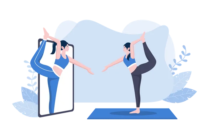 Cours de yoga en ligne  Illustration