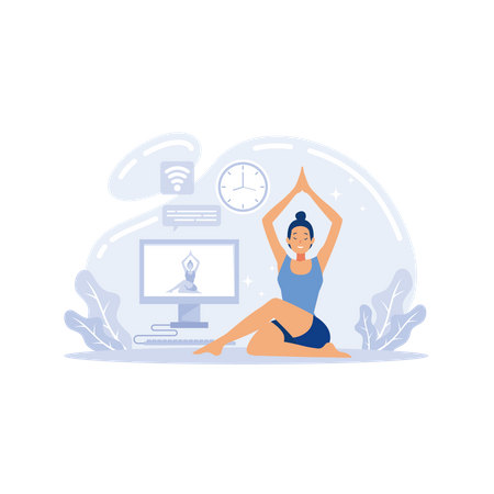 Cours de yoga en ligne  Illustration