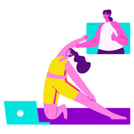 Cours de yoga en ligne  Illustration