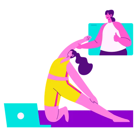 Cours de yoga en ligne  Illustration