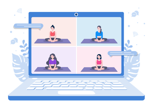 Cours de yoga en ligne  Illustration