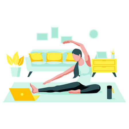 Cours en ligne pour le yoga à domicile  Illustration