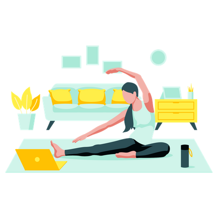 Cours en ligne pour le yoga à domicile  Illustration