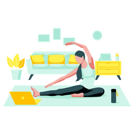 Cours en ligne pour le yoga à domicile  Illustration