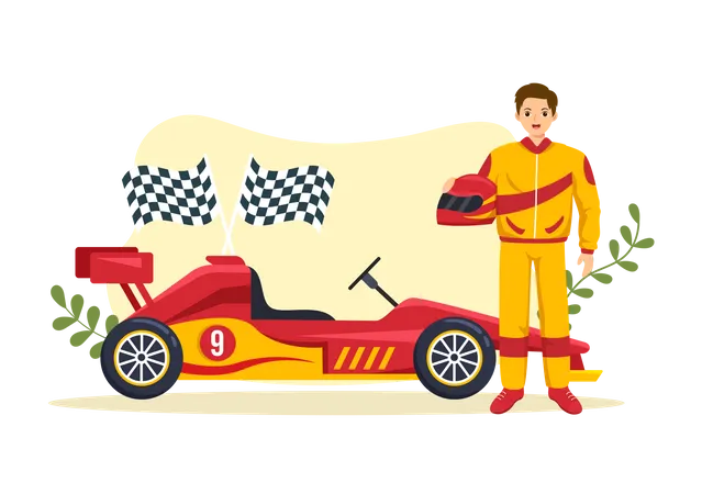 Coureur de course automobile  Illustration