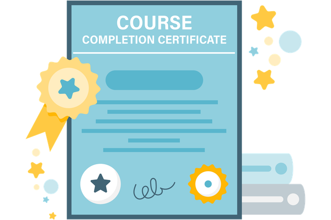 Course completion certificate  Illustration