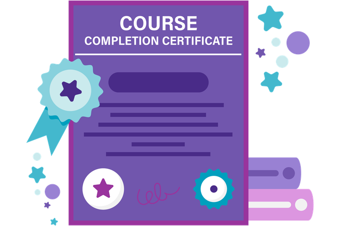 Course completion certificate  Illustration