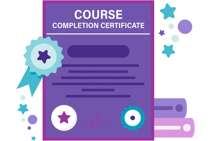Course completion certificate  Illustration