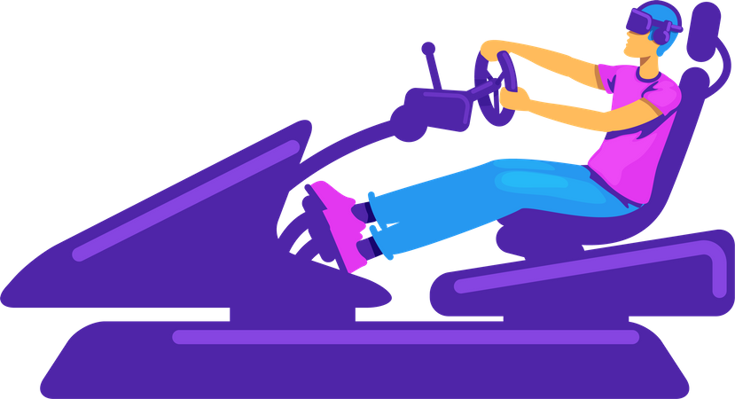 Course de voitures d'arcade utilisant la réalité virtuelle  Illustration