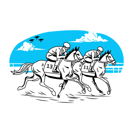 Course de chevaux  Illustration