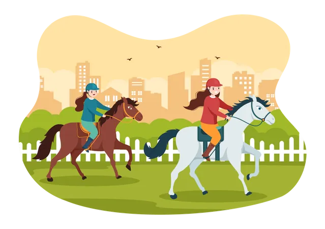 Course de chevaux  Illustration