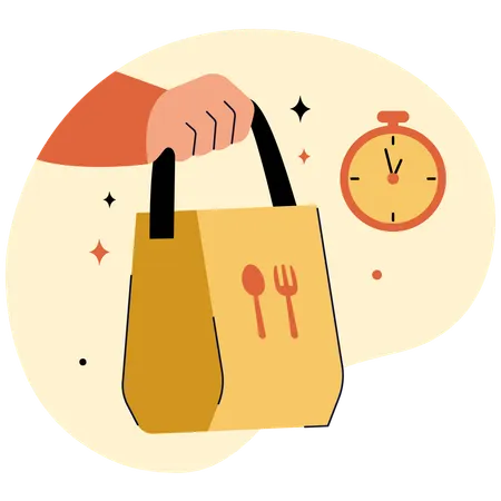 Courrier Ramassage de nourriture prête à être livrée  Illustration