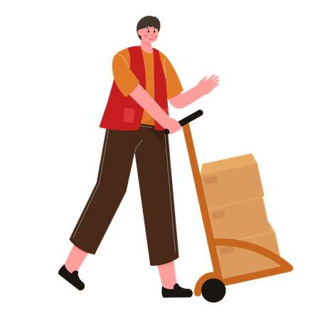 Coursier transportant des colis  Illustration